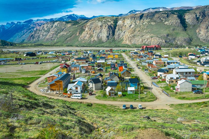 Vista del pueblo de El Chaltén desde arriba